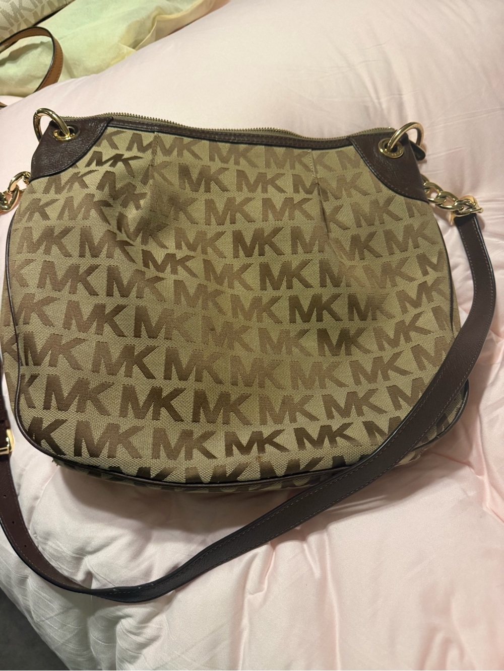 Michael Kors Brown/Tan Logo Hobo Shoulder Bag